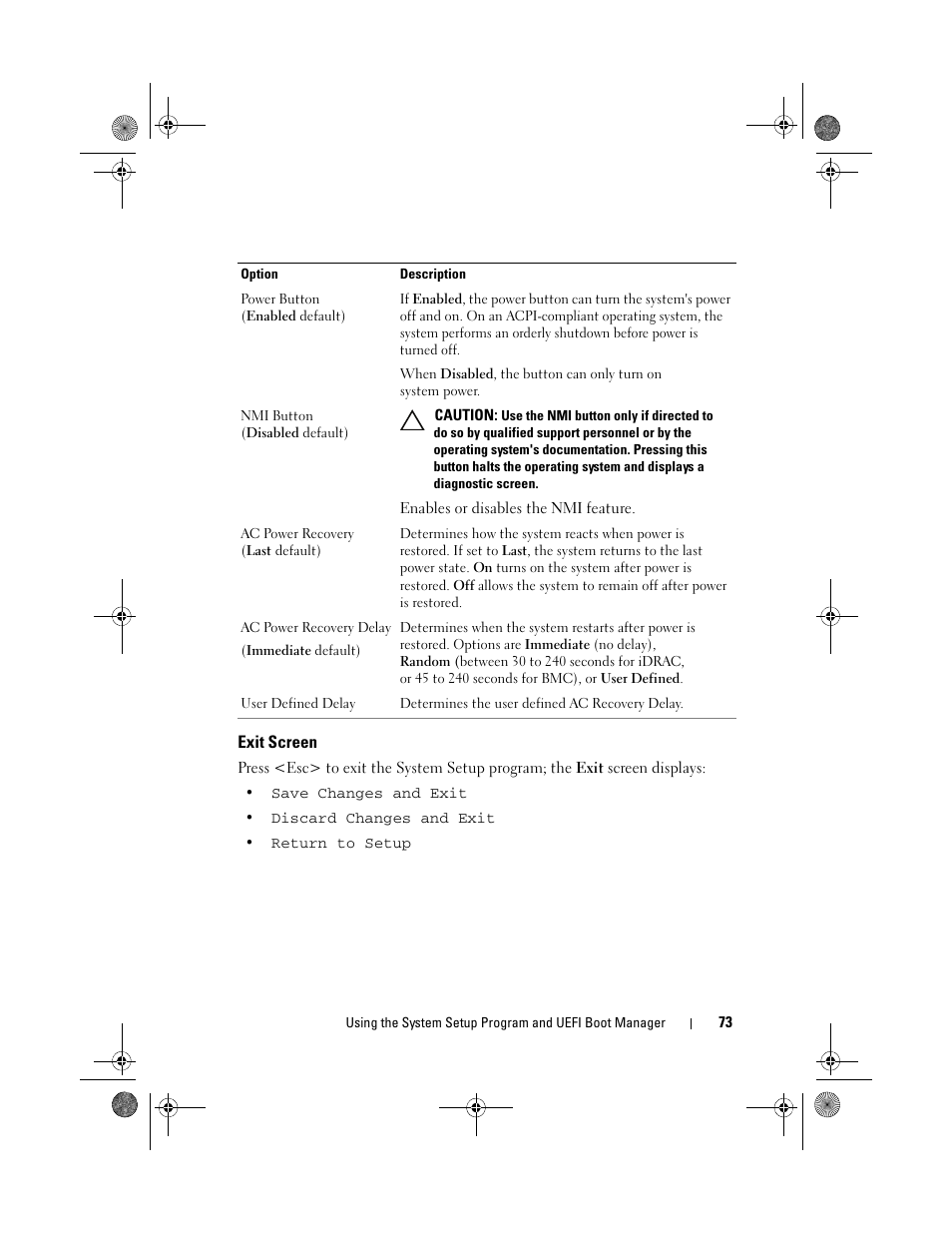 Exit screen | Dell PowerEdge R510 User Manual | Page 73 / 216