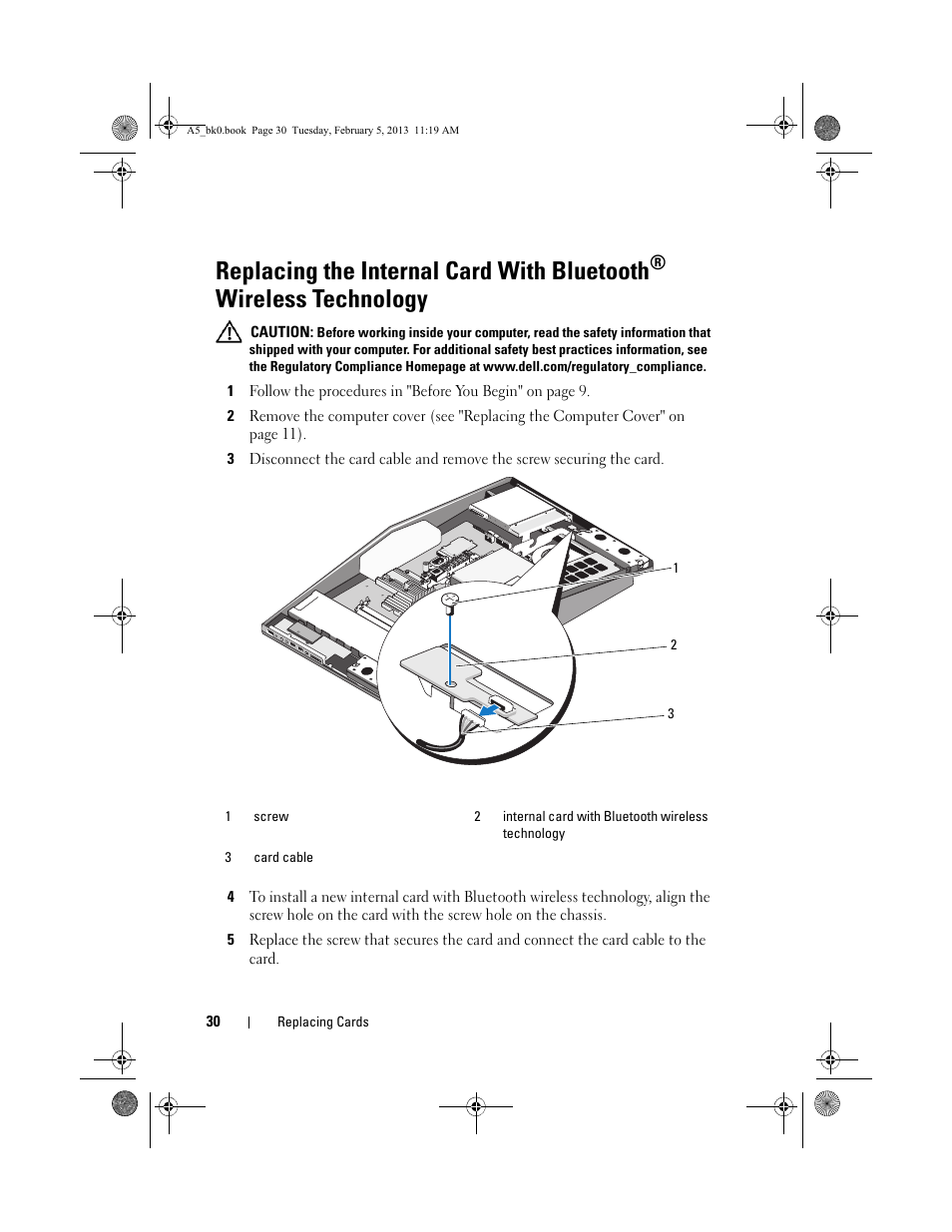 Replacing the internal card with bluetooth, Wireless technology | Dell XPS One 24 (Late 2008) User Manual | Page 30 / 50