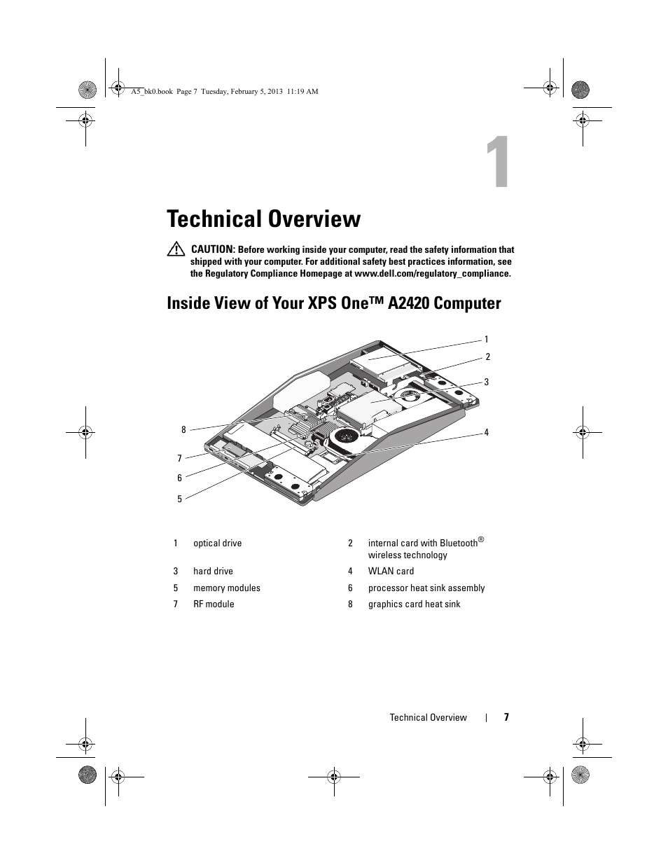 Technical overview, Inside view of your xps one™ a2420 computer | Dell XPS One 24 (Late 2008) User Manual | Page 7 / 50