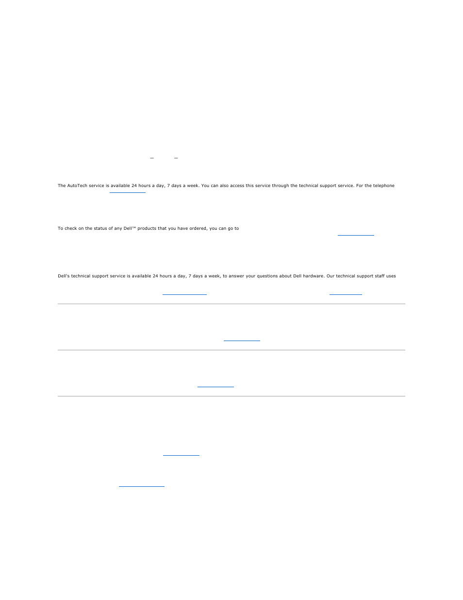 Problems with your order, Product information, Returning items for warranty repair or credit | Technical support service, Autotech service, Automated order-status service | Dell Latitude D410 User Manual | Page 36 / 107