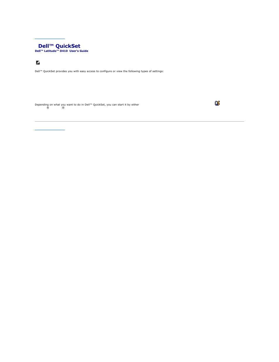 Dell™ quickset | Dell Latitude D410 User Manual | Page 62 / 107