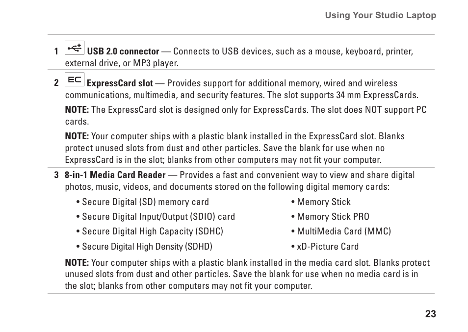 Dell Studio 1450 (Mid 2009) User Manual | Page 25 / 94