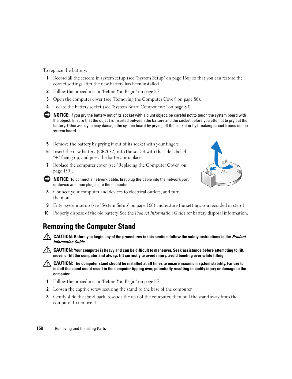 Removing the computer stand | Dell XPS 720 (Mid 2007) User Manual | Page 158 / 218