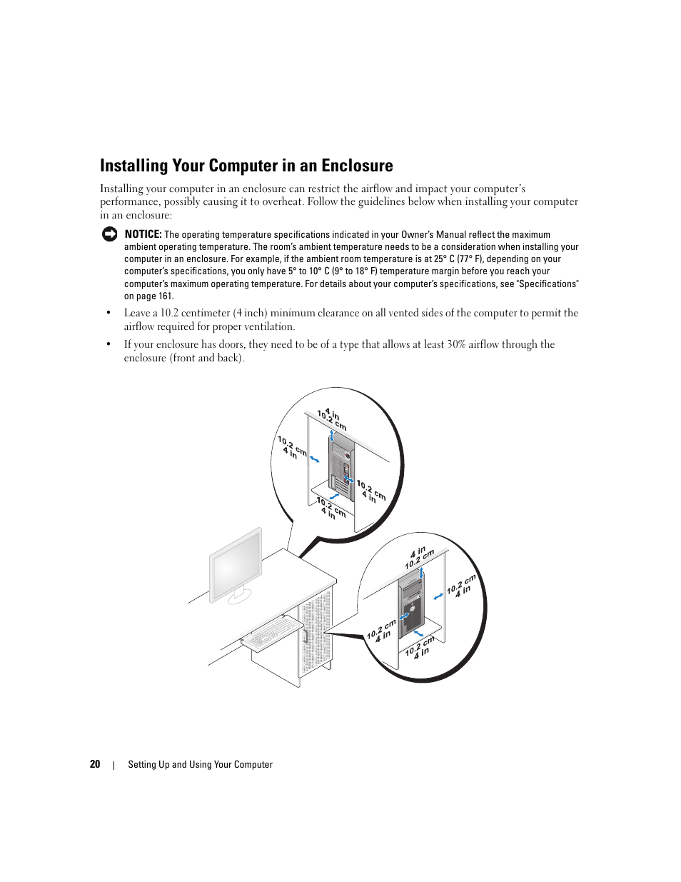 Installing your computer in an enclosure | Dell XPS 720 (Mid 2007) User Manual | Page 20 / 218