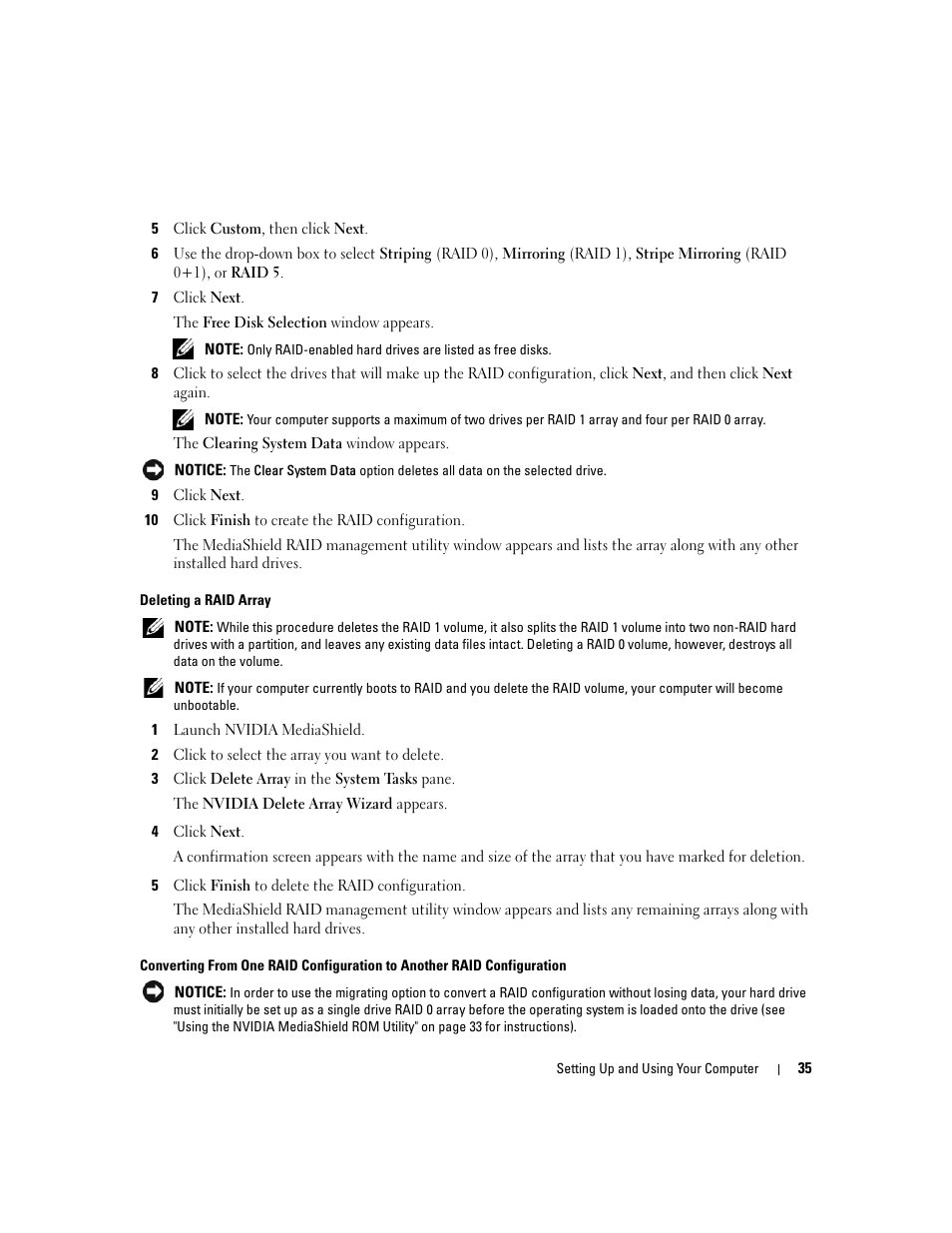 Ation (see "converting from one | Dell XPS 720 (Mid 2007) User Manual | Page 35 / 218