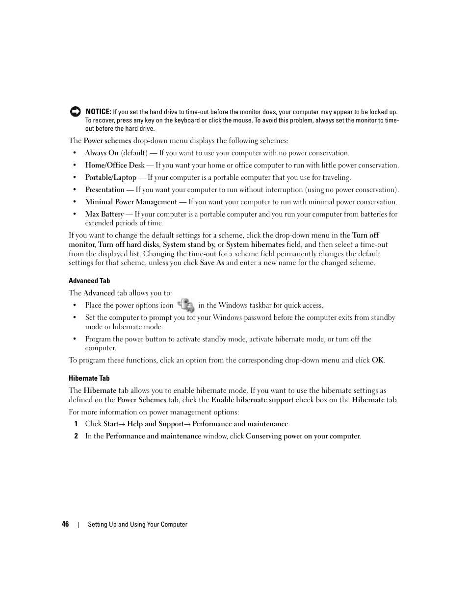 Tab, and hibernate, Tab, and | Dell XPS 720 (Mid 2007) User Manual | Page 46 / 218