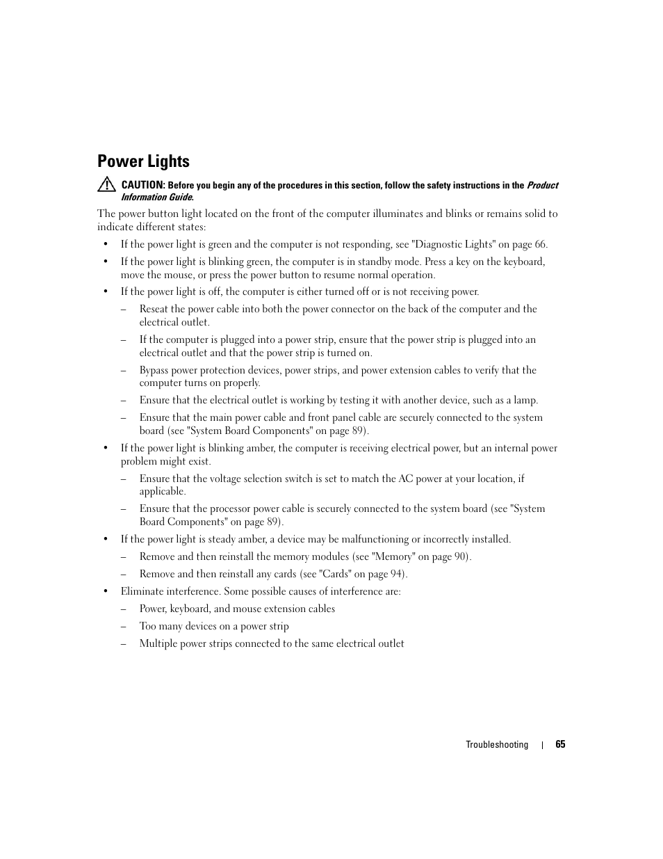 Power lights | Dell XPS 720 (Mid 2007) User Manual | Page 65 / 218