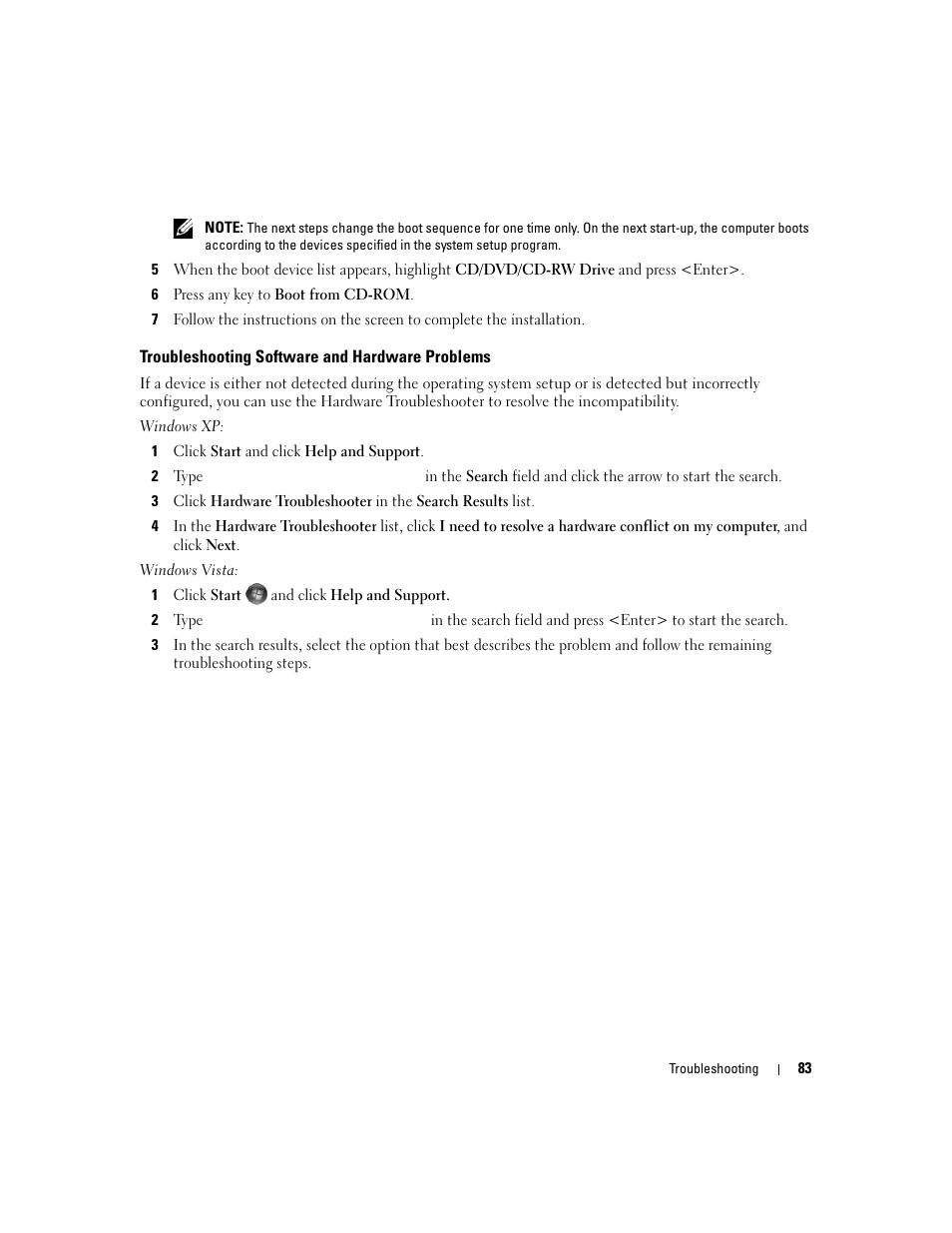 Troubleshooting software and hardware problems | Dell XPS 720 (Mid 2007) User Manual | Page 83 / 218