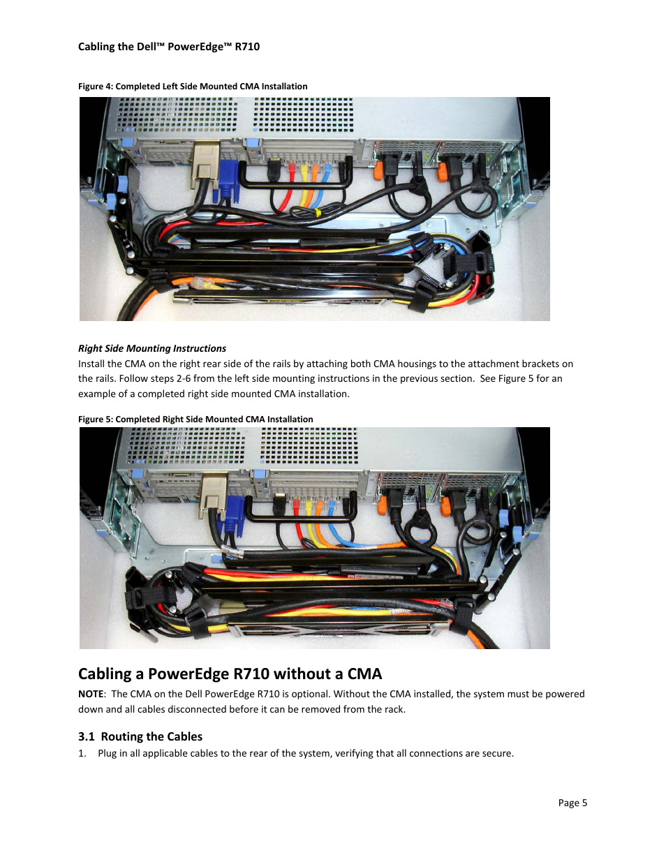 Cabling a poweredge r710 without a cma | Dell PowerEdge Rack Enclosure 4820 User Manual | Page 7 / 9