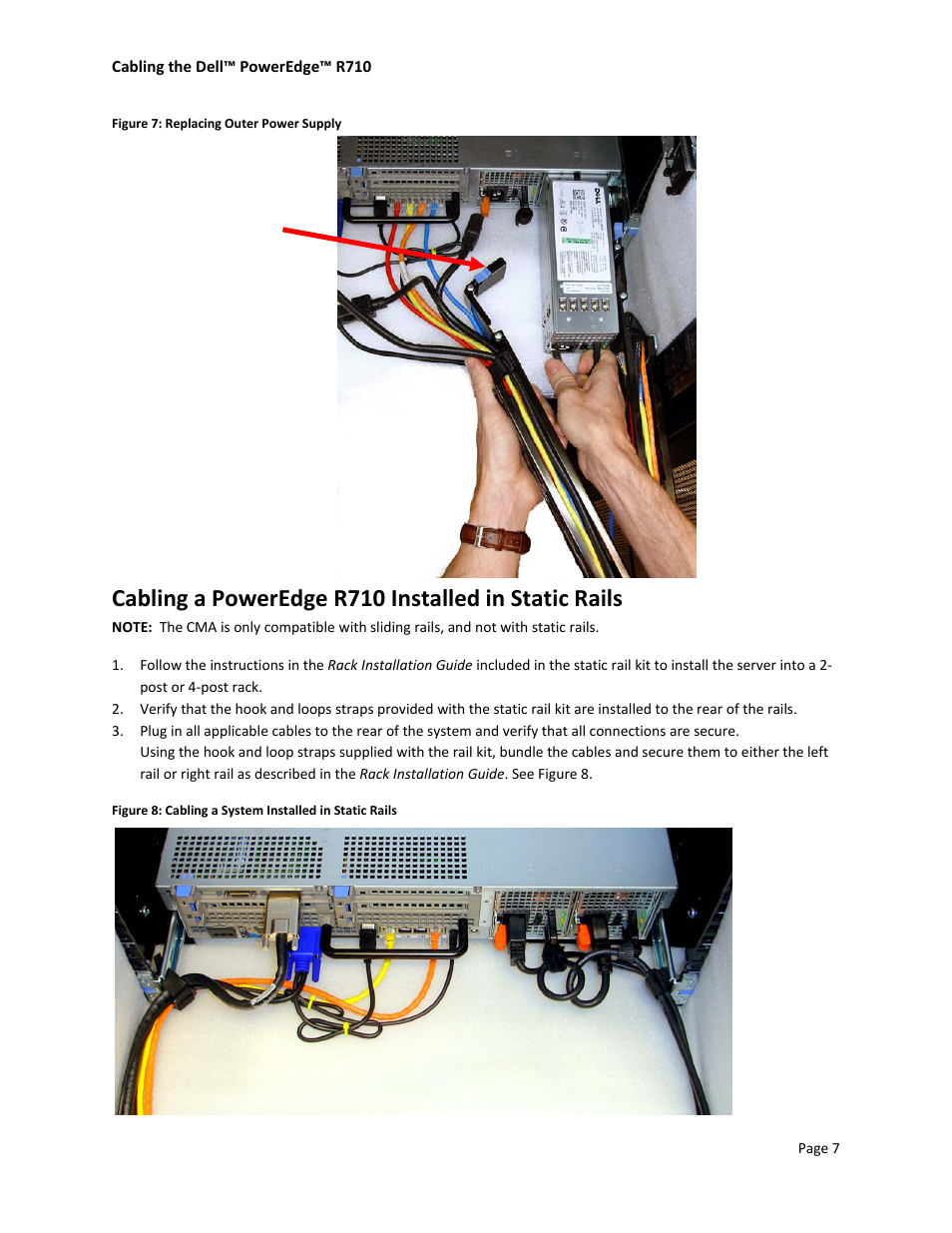 Cabling a poweredge r710 installed in static rails | Dell PowerEdge Rack Enclosure 4820 User Manual | Page 9 / 9
