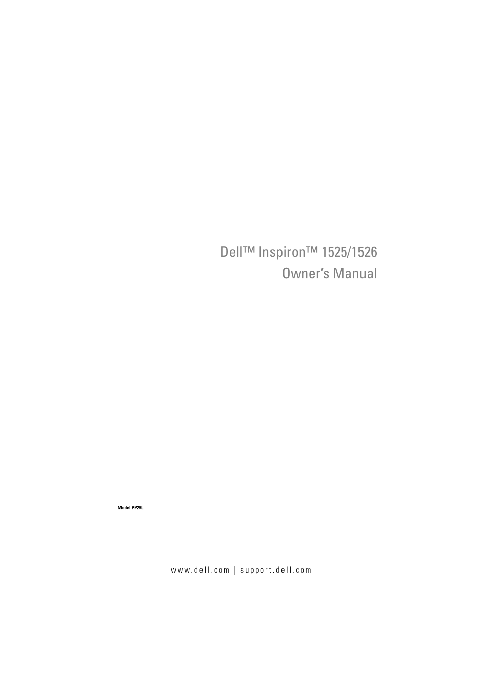 Dell Inspiron 1526 (Late 2007) User Manual | 206 pages