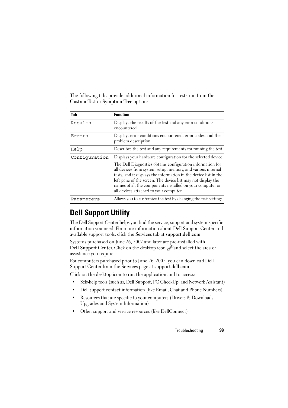 Dell support utility | Dell Inspiron 1526 (Late 2007) User Manual | Page 101 / 206