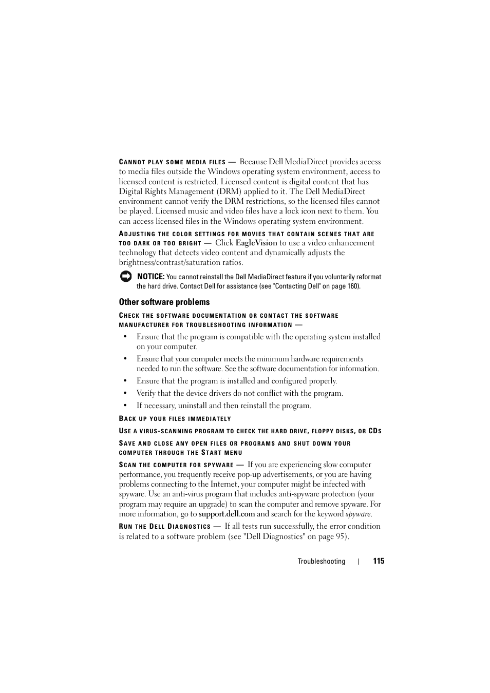 Other software problems | Dell Inspiron 1526 (Late 2007) User Manual | Page 117 / 206