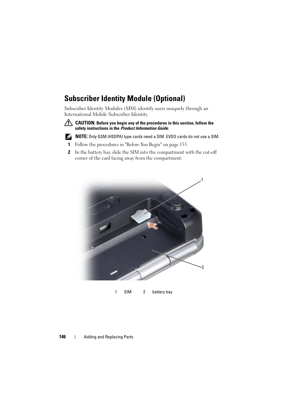 Subscriber identity module (optional) | Dell Inspiron 1526 (Late 2007) User Manual | Page 148 / 206