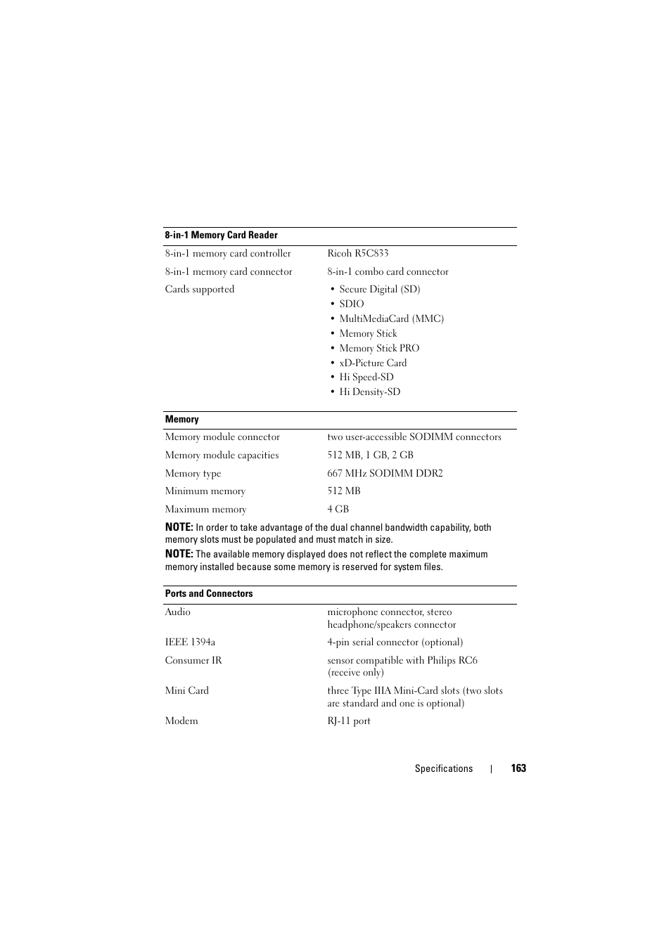 Dell Inspiron 1526 (Late 2007) User Manual | Page 165 / 206
