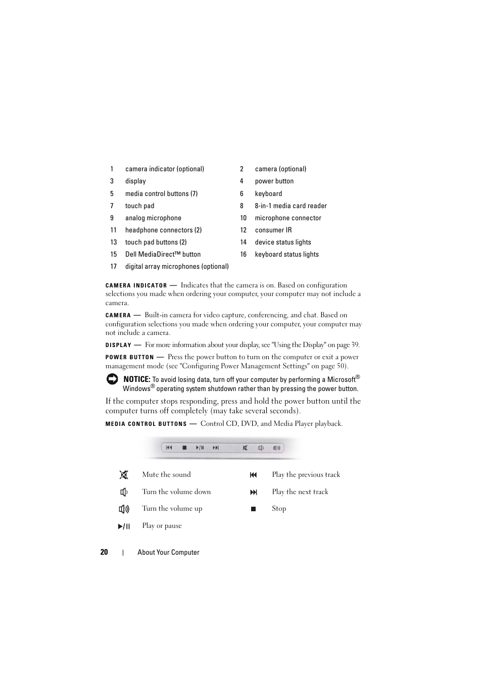 Dell Inspiron 1526 (Late 2007) User Manual | Page 20 / 206