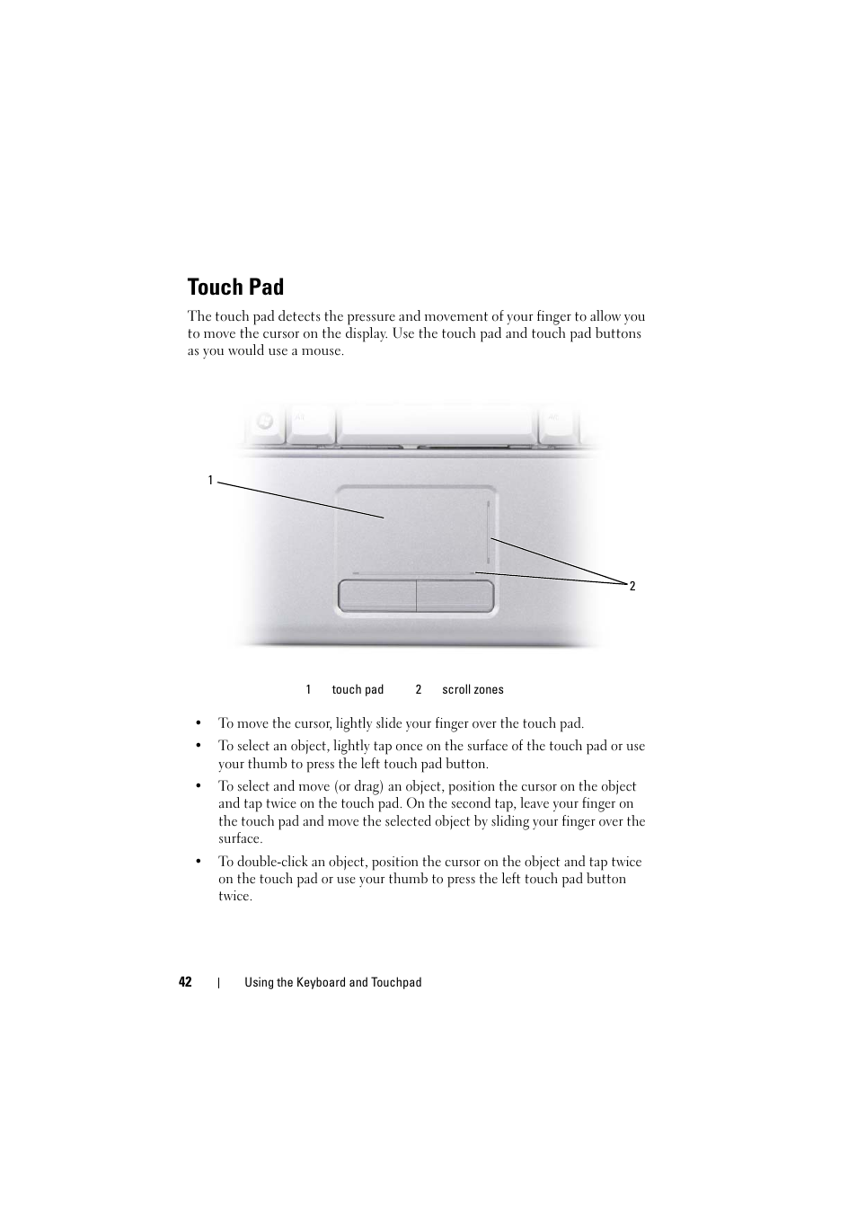 Touch pad | Dell Inspiron 1526 (Late 2007) User Manual | Page 42 / 206