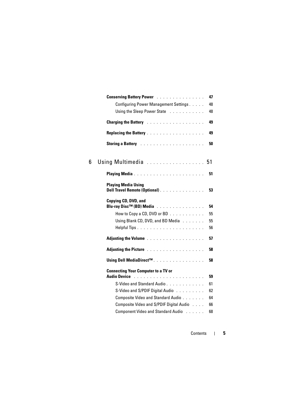 6using multimedia | Dell Inspiron 1526 (Late 2007) User Manual | Page 5 / 206