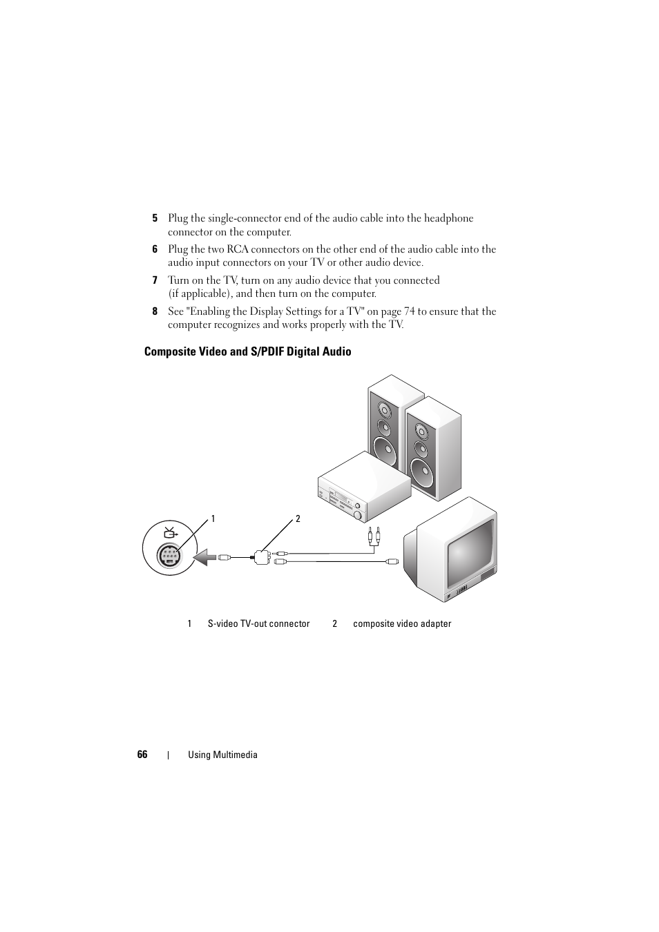 Composite video and s/pdif digital audio | Dell Inspiron 1526 (Late 2007) User Manual | Page 66 / 206