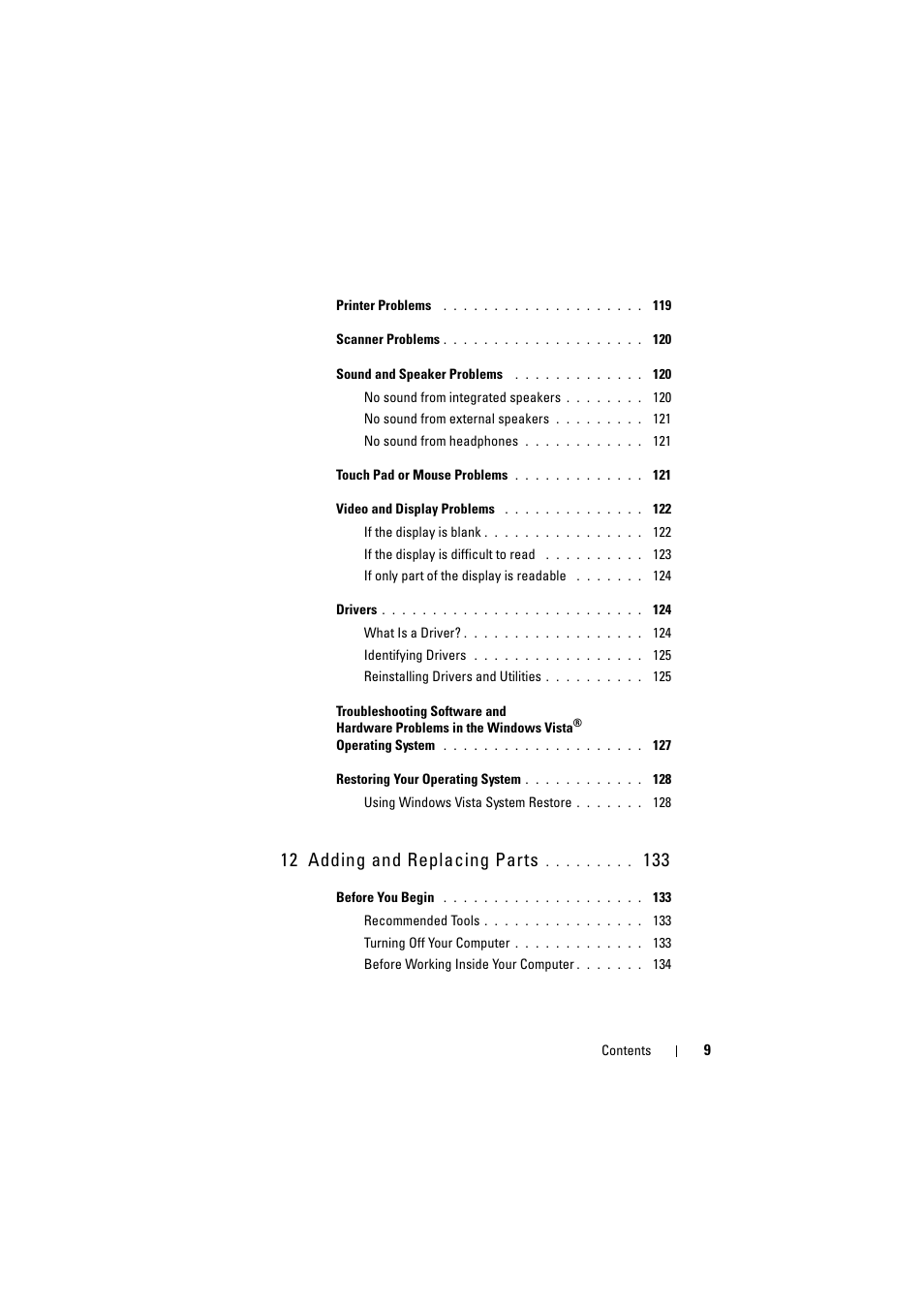 12 adding and replacing parts | Dell Inspiron 1526 (Late 2007) User Manual | Page 9 / 206