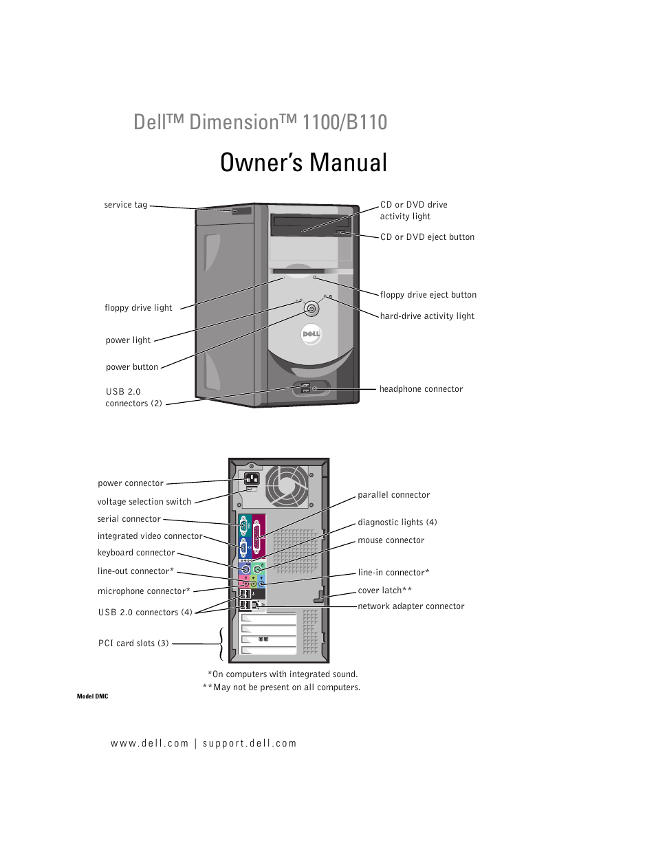 Dell Dimension 1100/B110 User Manual | 116 pages