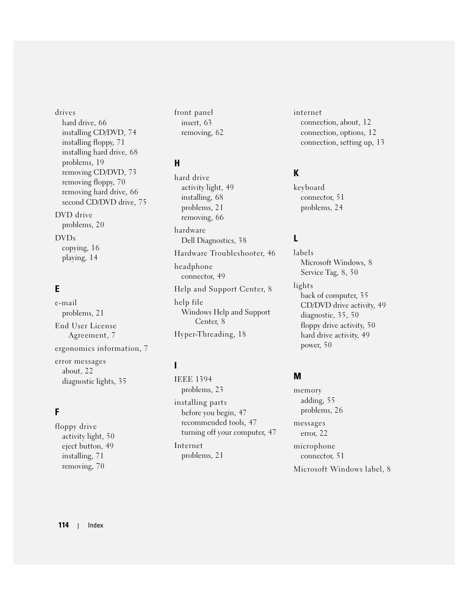 Dell Dimension 1100/B110 User Manual | Page 114 / 116