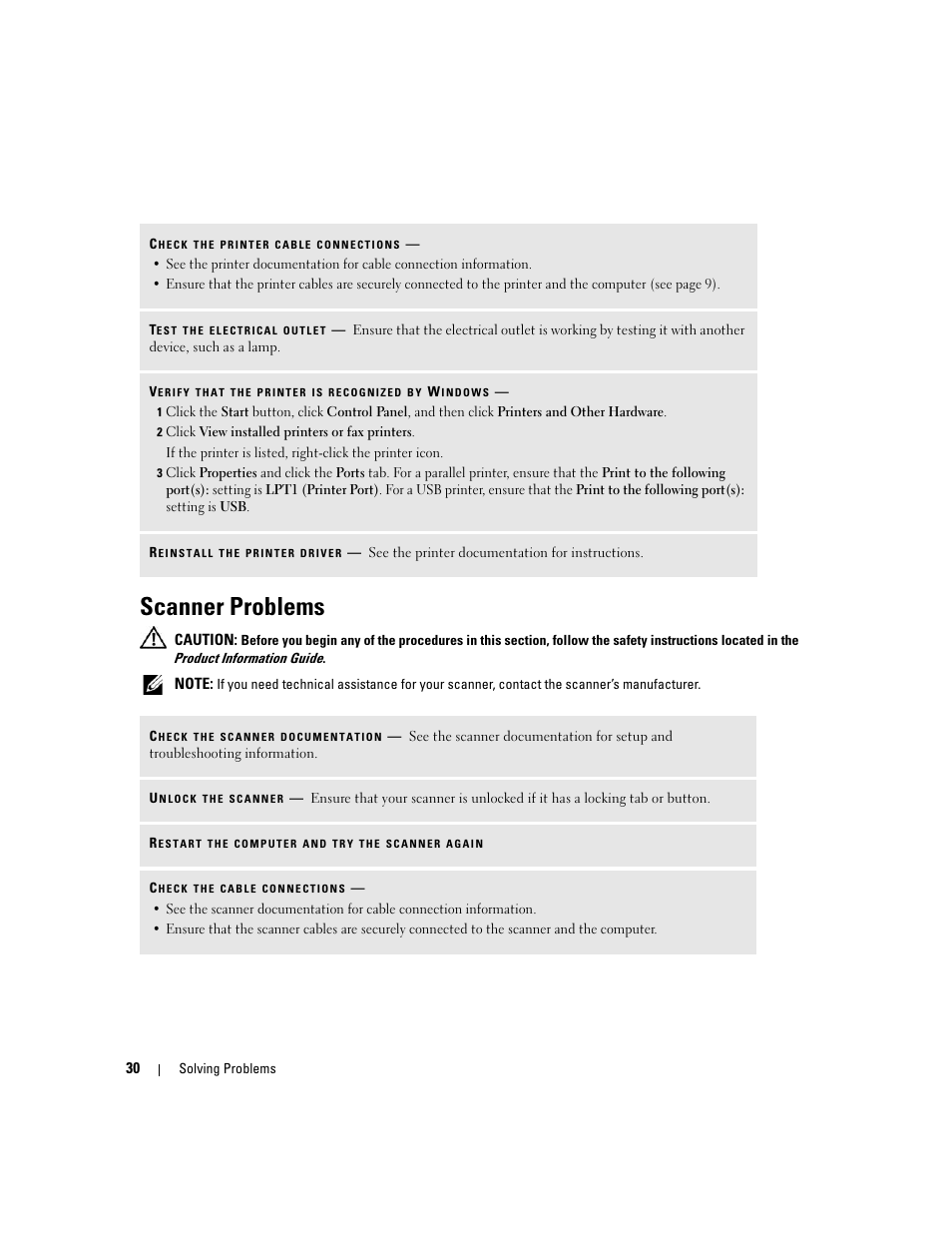 Scanner problems | Dell Dimension 1100/B110 User Manual | Page 30 / 116