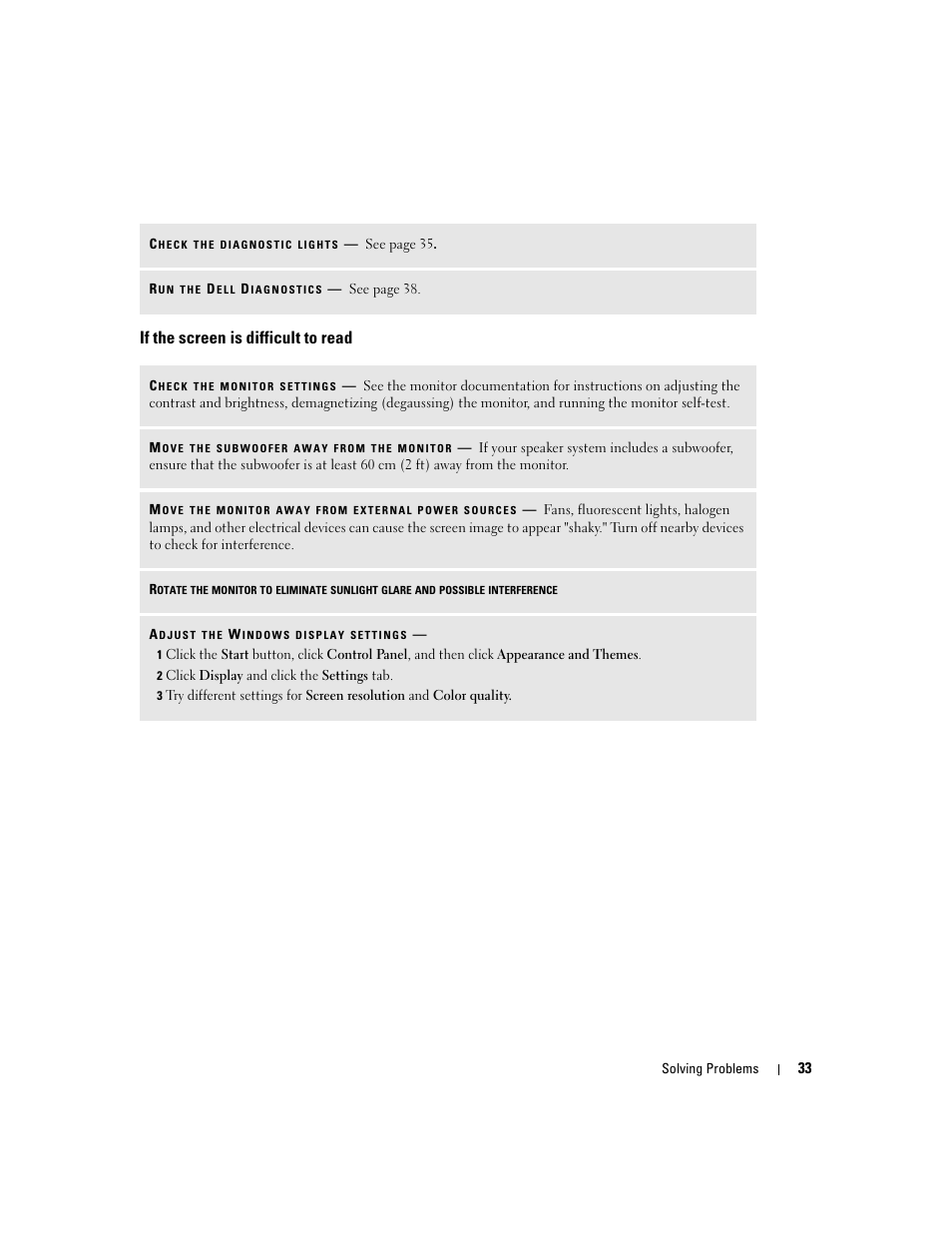 If the screen is difficult to read | Dell Dimension 1100/B110 User Manual | Page 33 / 116