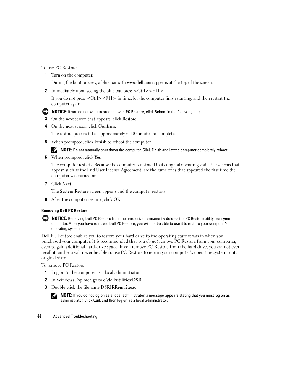 Dell Dimension 1100/B110 User Manual | Page 44 / 116