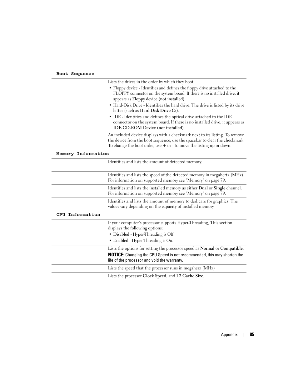 Dell Dimension 1100/B110 User Manual | Page 85 / 116