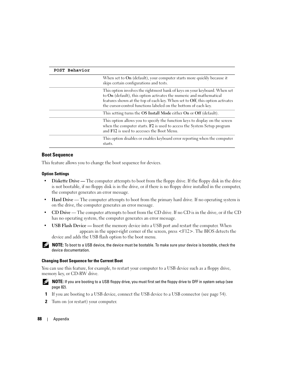 Boot sequence | Dell Dimension 1100/B110 User Manual | Page 88 / 116