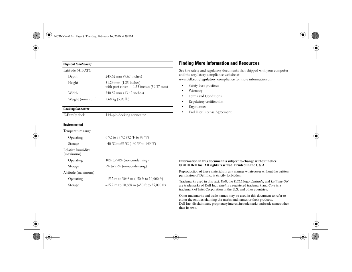 Finding more information and resources | Dell Latitude E6410 User Manual | Page 8 / 8