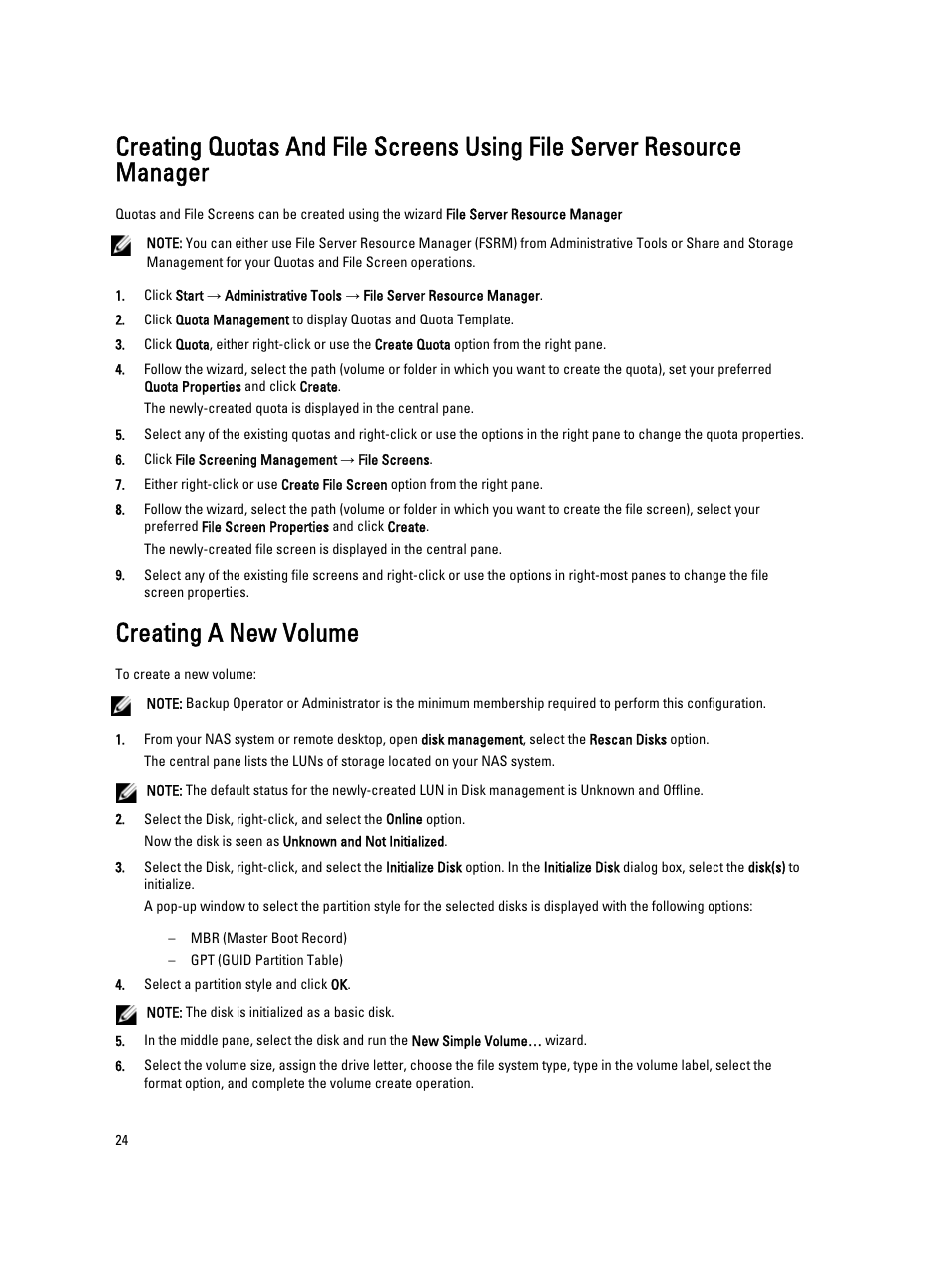 Creating a new volume | Dell PowerVault 701N (Deskside NAS Appliance) User Manual | Page 24 / 29