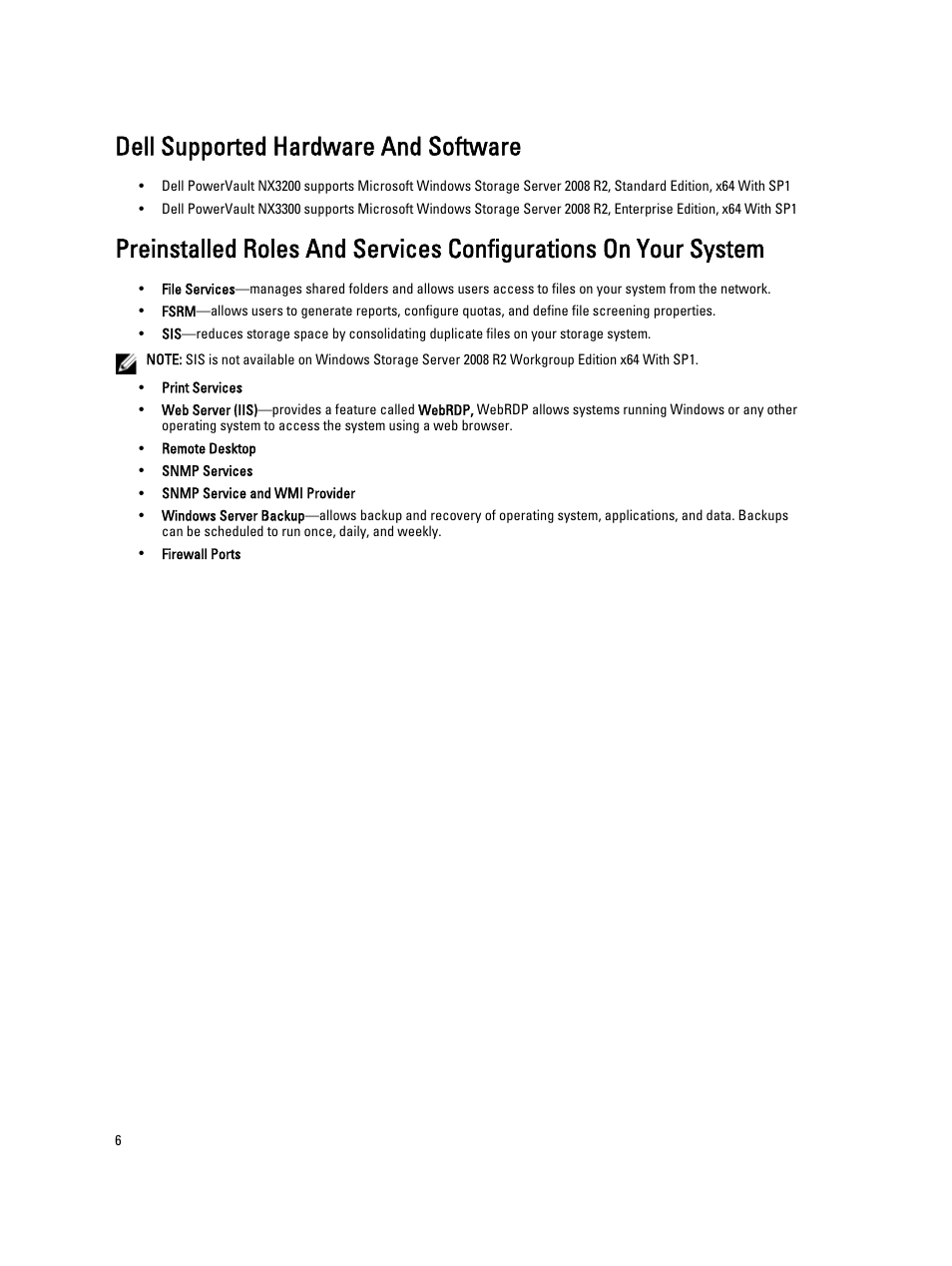 Dell supported hardware and software | Dell PowerVault 701N (Deskside NAS Appliance) User Manual | Page 6 / 29