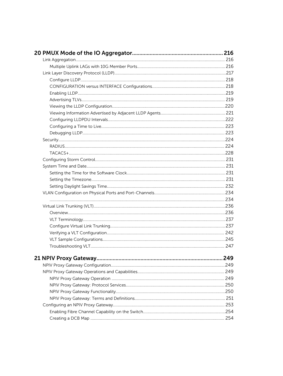 20 pmux mode of the io aggregator, 21 npiv proxy gateway | Dell PowerEdge FX2/FX2s User Manual | Page 10 / 292