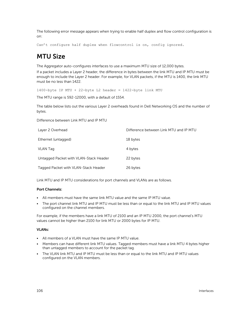 Mtu size | Dell PowerEdge FX2/FX2s User Manual | Page 106 / 292