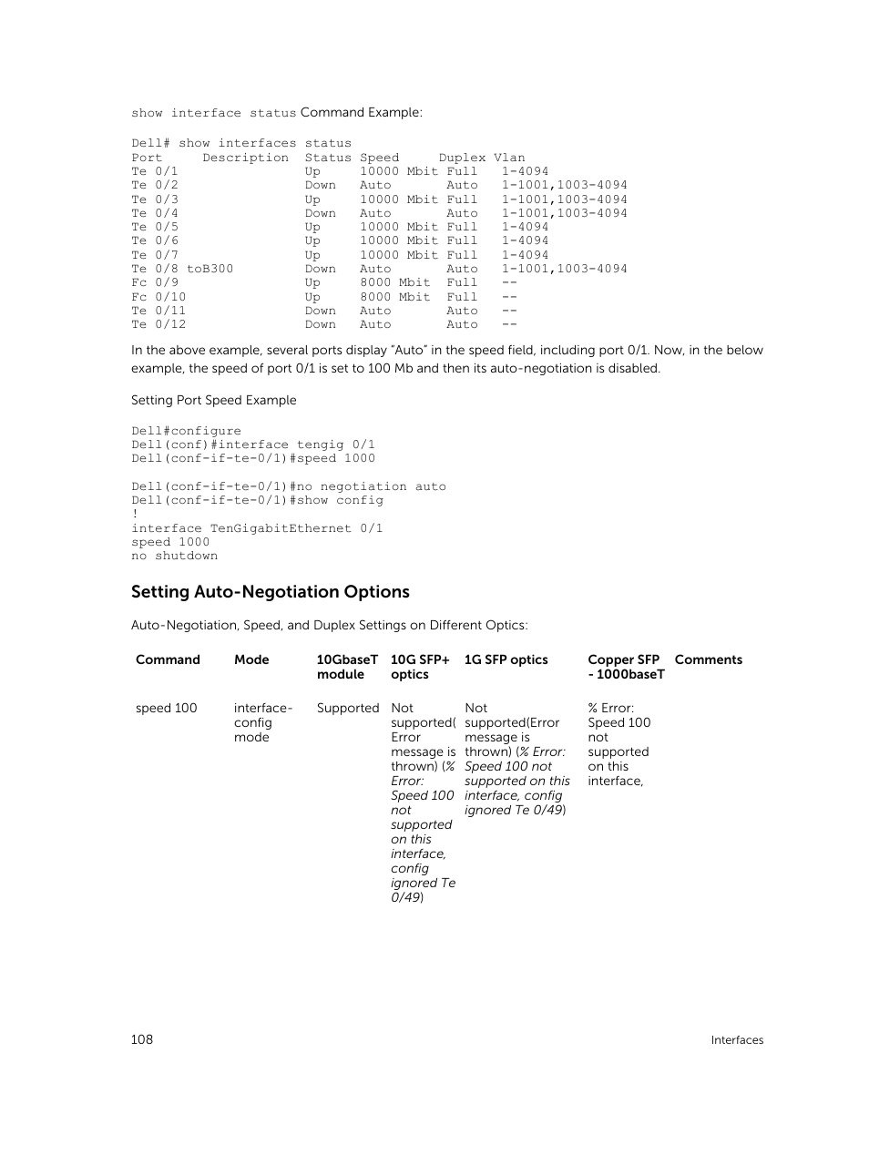 Setting auto-negotiation options | Dell PowerEdge FX2/FX2s User Manual | Page 108 / 292