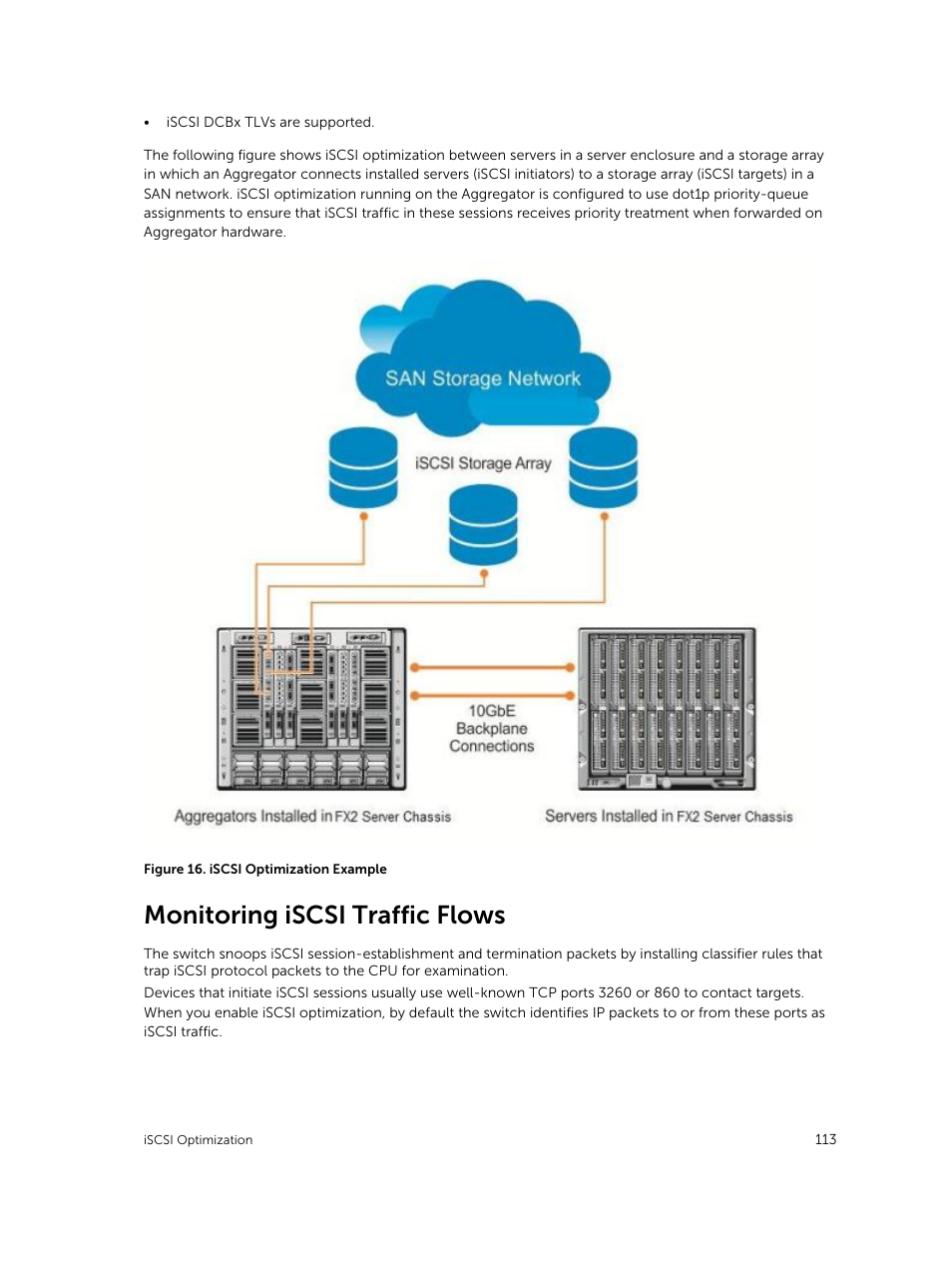 Monitoring iscsi traffic flows | Dell PowerEdge FX2/FX2s User Manual | Page 113 / 292