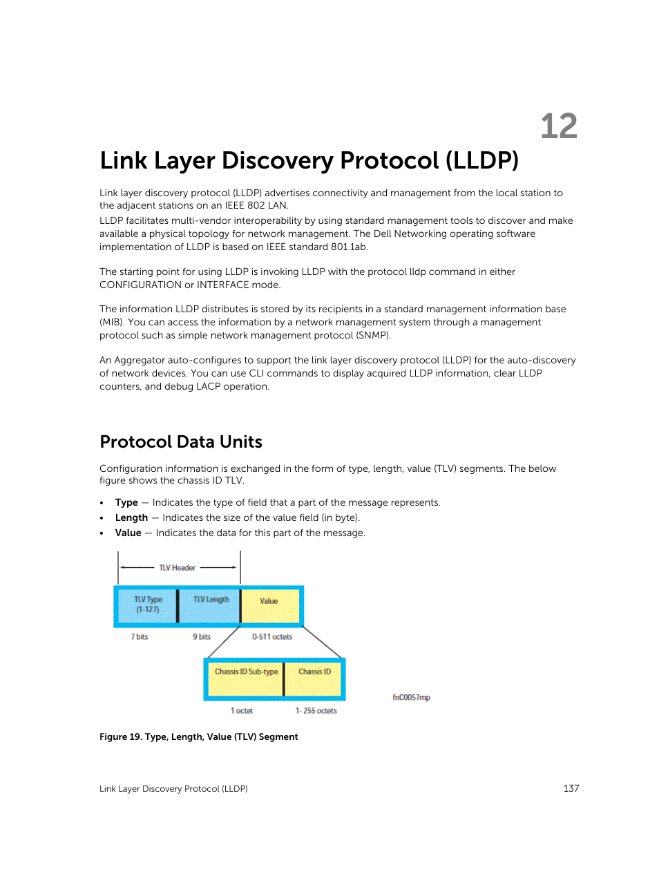 Link layer discovery protocol (lldp), Protocol data units, 12 link layer discovery protocol (lldp) | Dell PowerEdge FX2/FX2s User Manual | Page 137 / 292