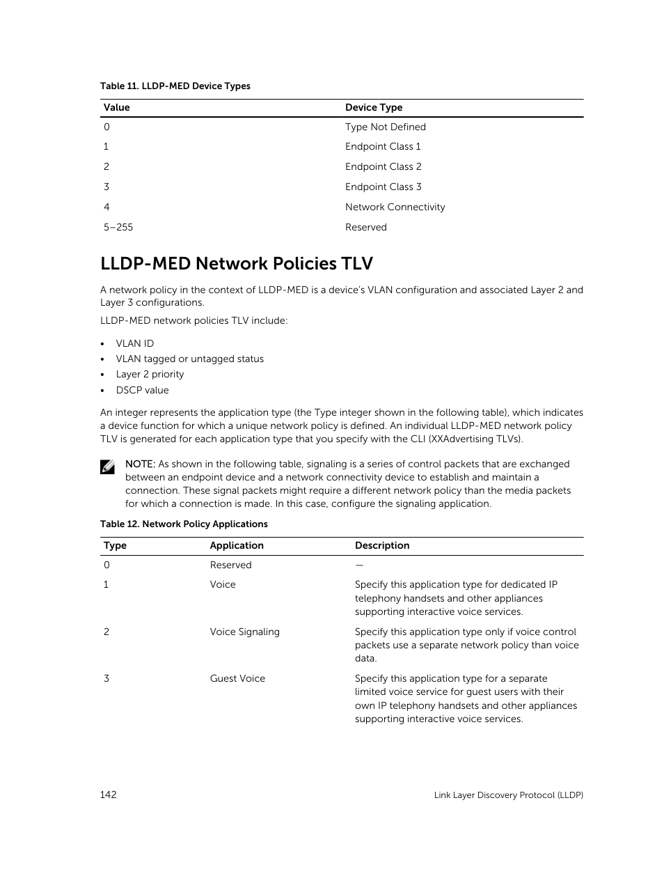 Lldp-med network policies tlv | Dell PowerEdge FX2/FX2s User Manual | Page 142 / 292