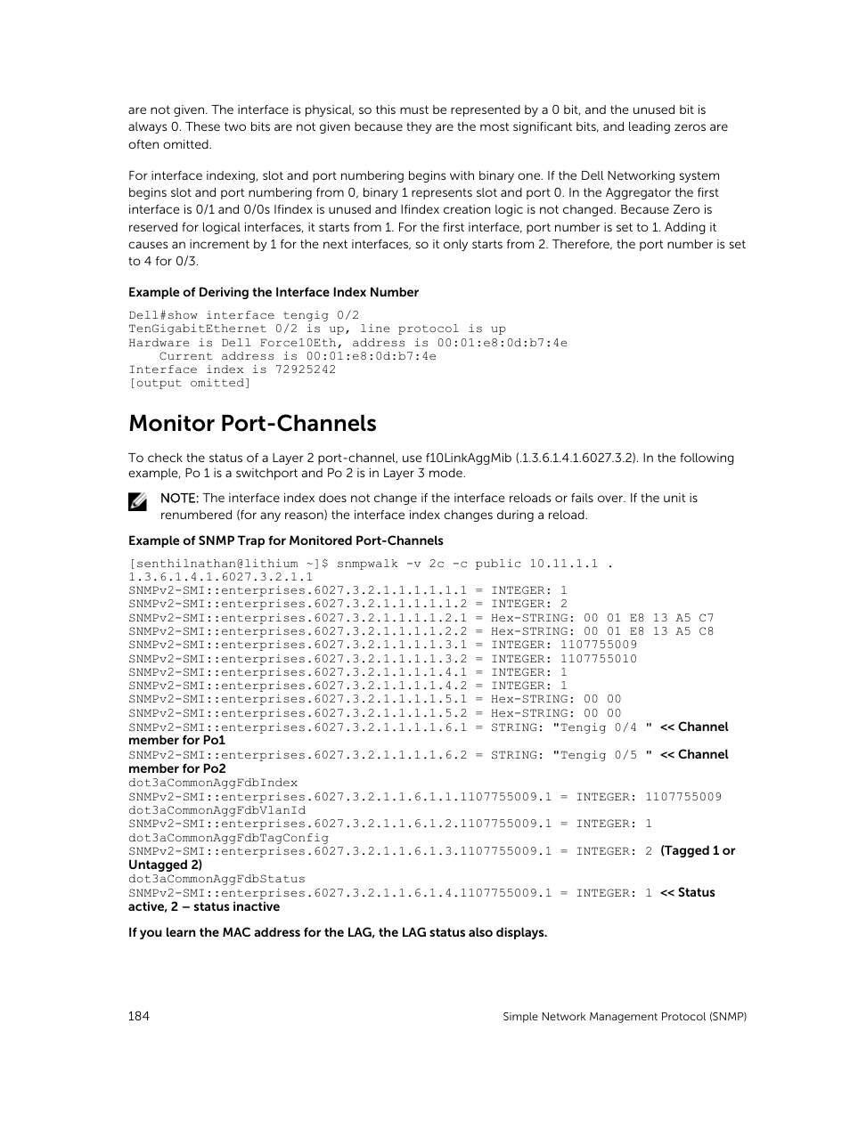 Monitor port-channels | Dell PowerEdge FX2/FX2s User Manual | Page 184 / 292