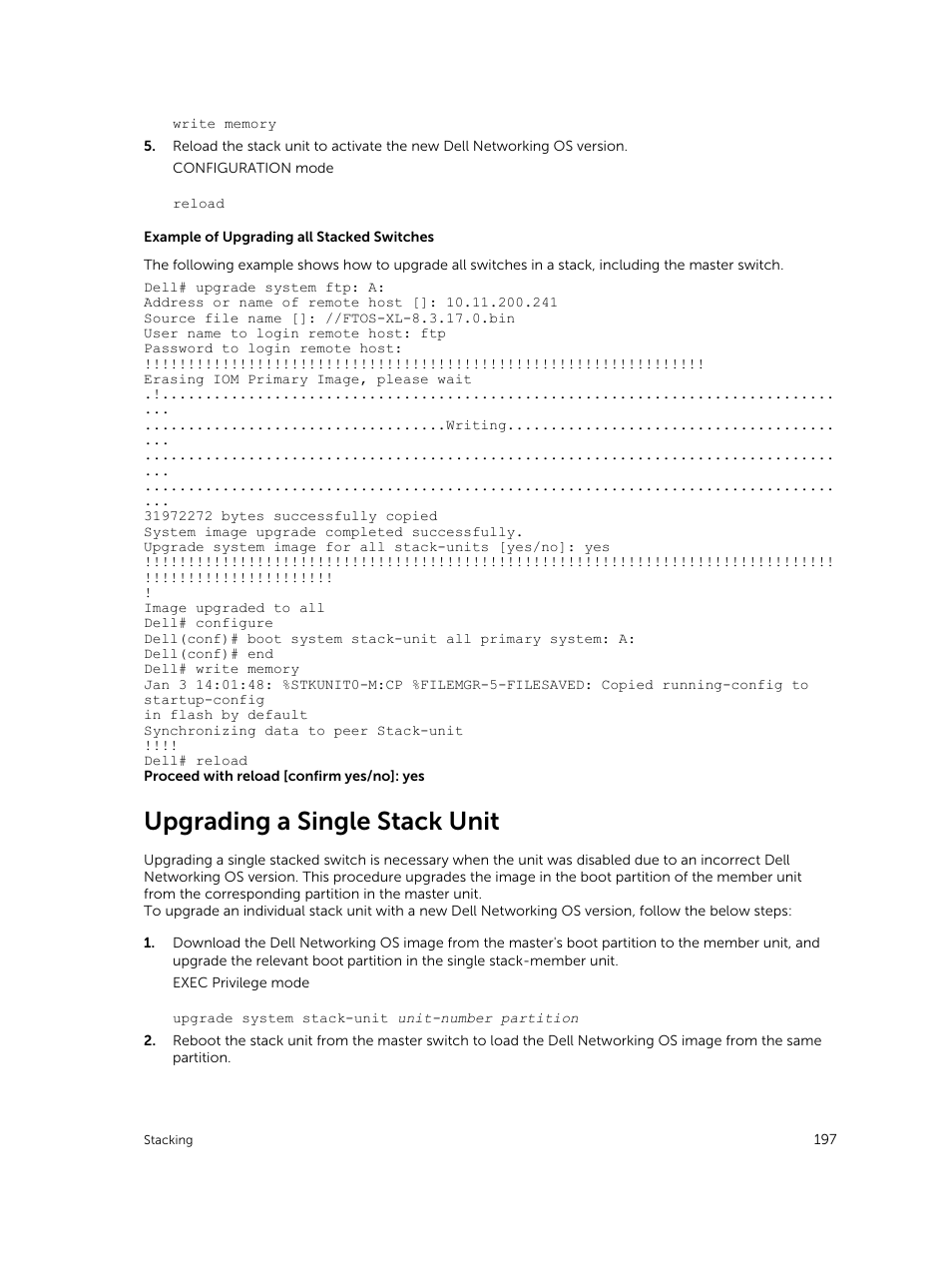 Upgrading a single stack unit | Dell PowerEdge FX2/FX2s User Manual | Page 197 / 292