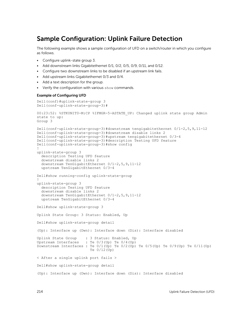 Sample configuration: uplink failure detection | Dell PowerEdge FX2/FX2s User Manual | Page 214 / 292