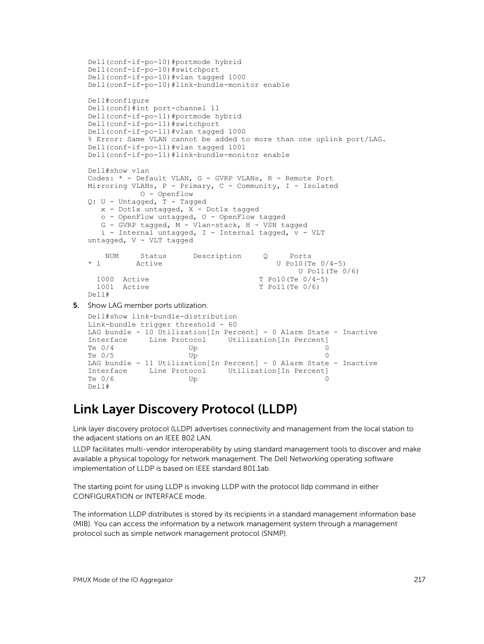 Link layer discovery protocol (lldp) | Dell PowerEdge FX2/FX2s User Manual | Page 217 / 292