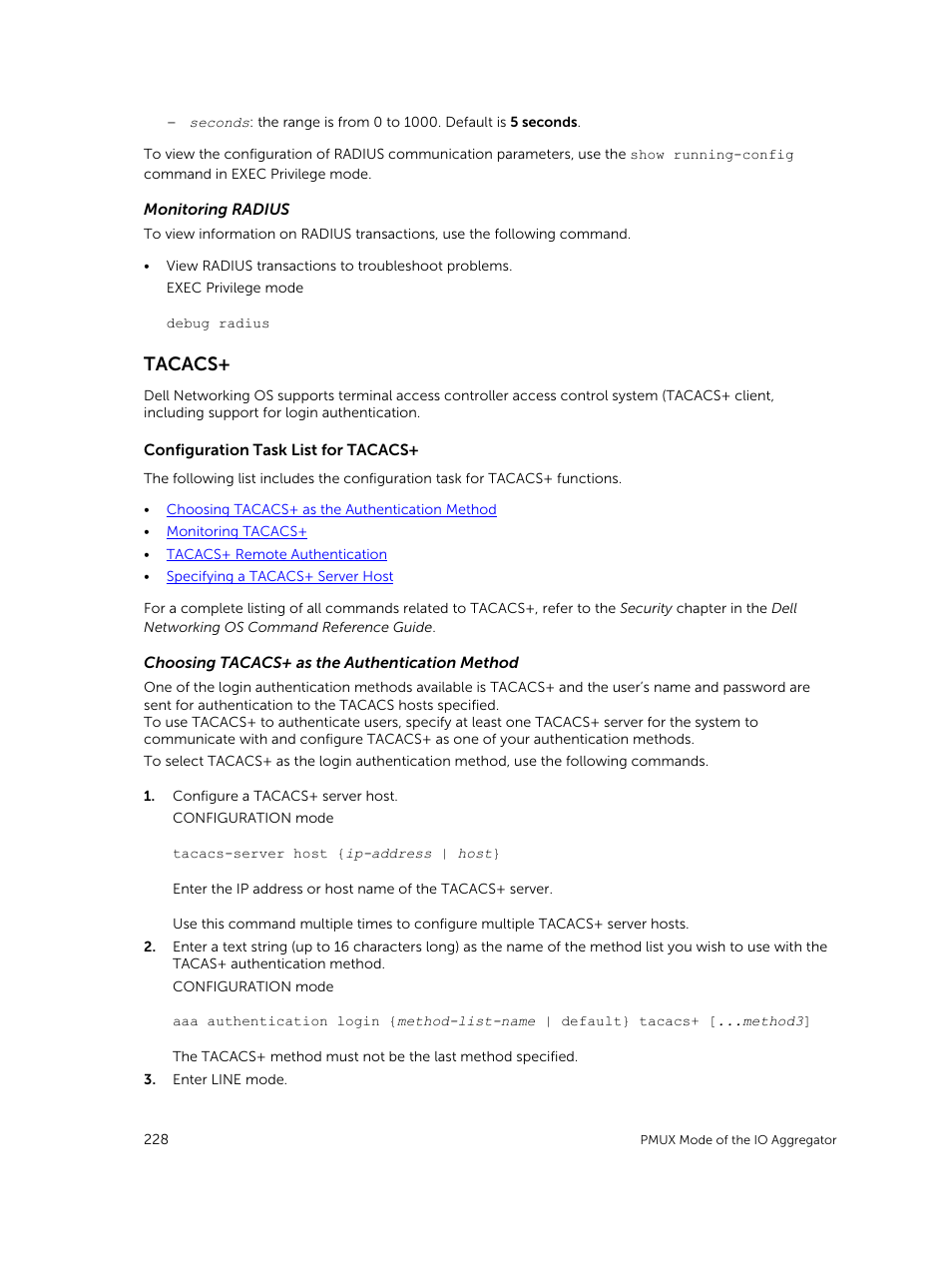 Tacacs | Dell PowerEdge FX2/FX2s User Manual | Page 228 / 292