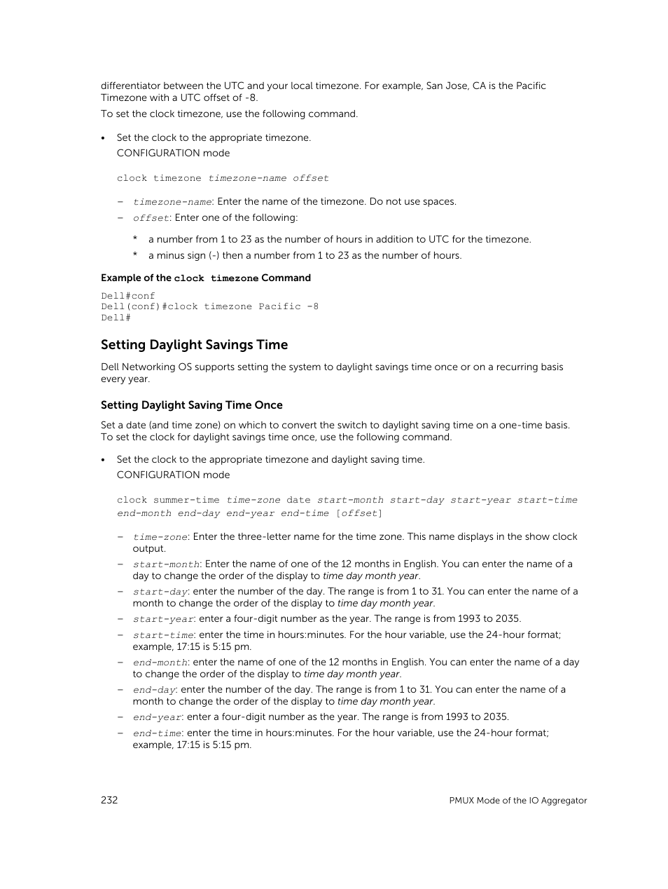 Setting daylight savings time | Dell PowerEdge FX2/FX2s User Manual | Page 232 / 292