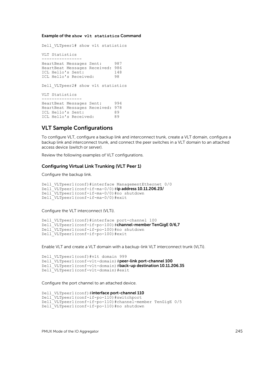 Vlt sample configurations | Dell PowerEdge FX2/FX2s User Manual | Page 245 / 292