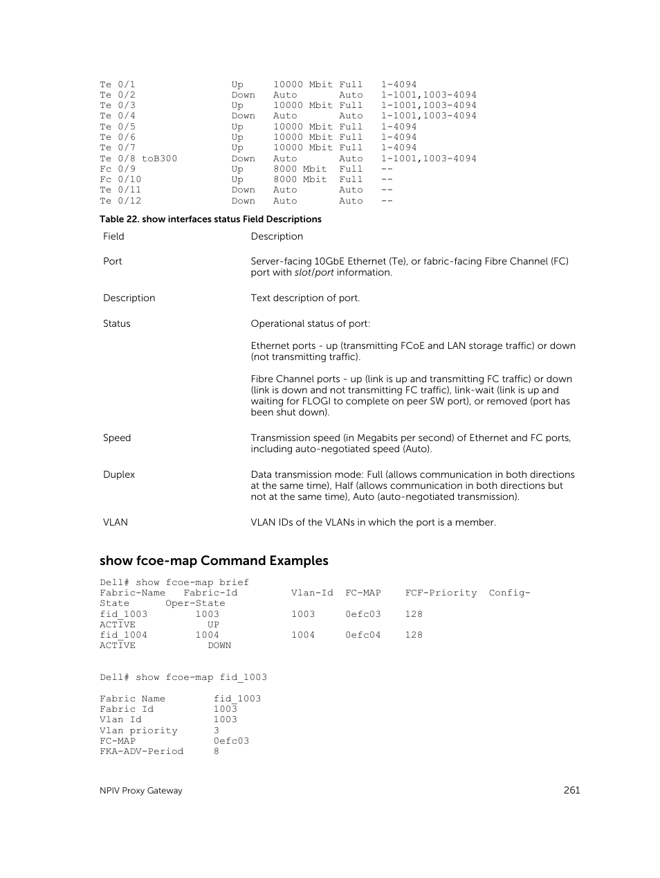 Show fcoe-map command examples | Dell PowerEdge FX2/FX2s User Manual | Page 261 / 292
