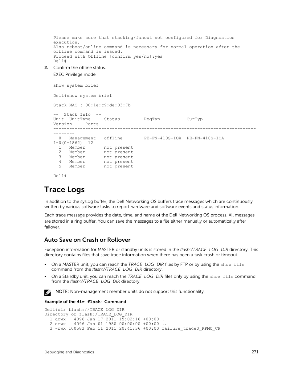 Trace logs, Auto save on crash or rollover | Dell PowerEdge FX2/FX2s User Manual | Page 271 / 292