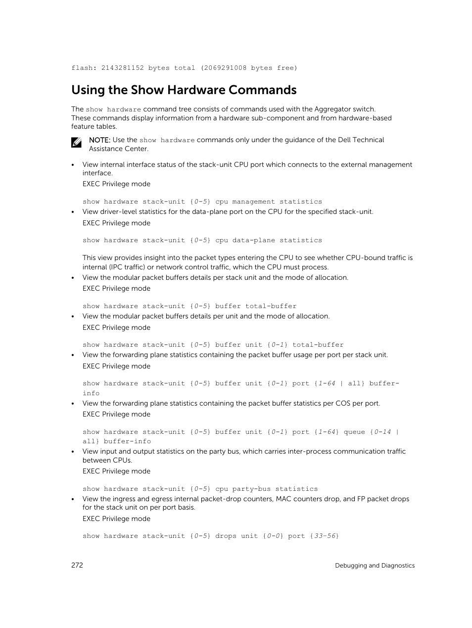 Using the show hardware commands | Dell PowerEdge FX2/FX2s User Manual | Page 272 / 292